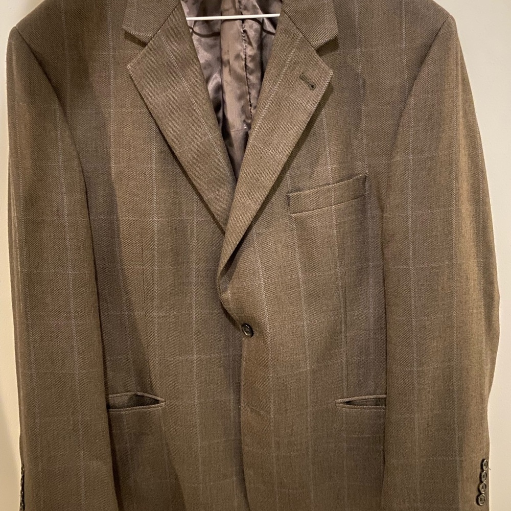 Joseph A. Bank Men's Brown Windowpane Sport Coat with Subtle Pinstripes